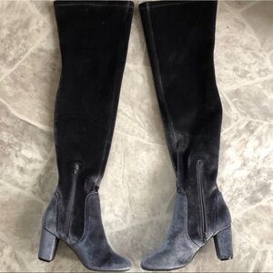 NWOT BRAND 4 crushed velvet grey tall knee high heeled boots Size 6